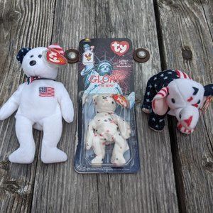 4th of July Patriotic Ty Beanie Babies Set of 3 Bundle